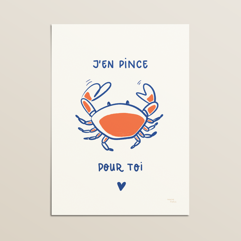 Carte postale "Crabe" illustrée par Marine Flohic | Format A6