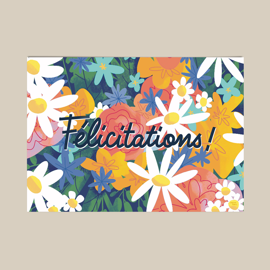 Carte postale "Félicitations" illustrée par Marine Flohic | Format A6